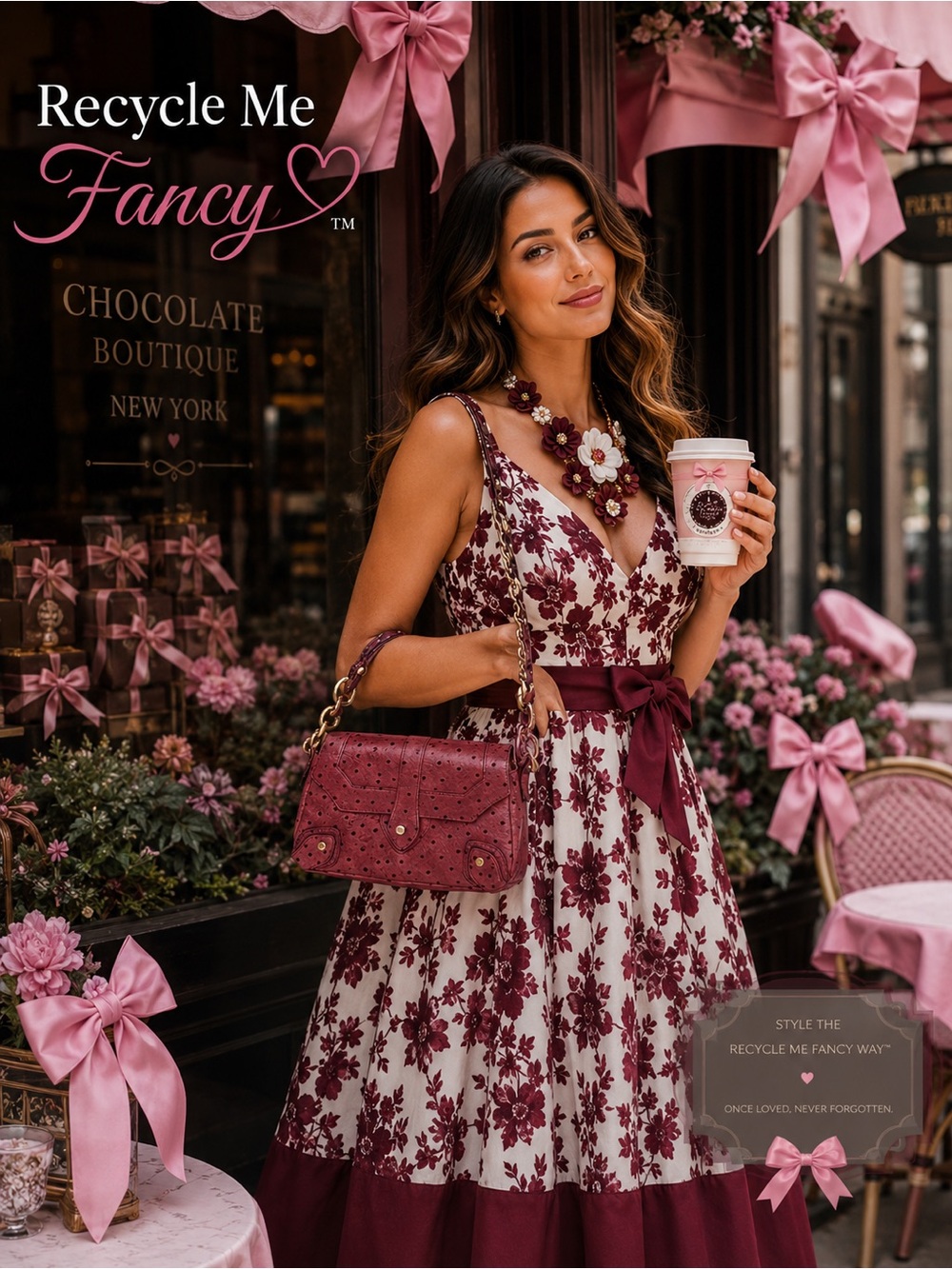 Floral Burgundy ostrich shoulder bag